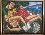 Modern schilderij 'De geliefden' van Veksler in mooie lijst, Antiek en Kunst, Ophalen of Verzenden