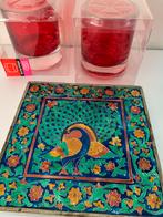 Kandelaars zoutlamp tegel met pauw, Overige materialen, Ophalen of Verzenden, Zo goed als nieuw, Minder dan 25 cm