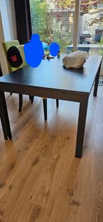 Gratis Ikea eettafel verlengbaar + houten bank + 3 eetstoel, Ophalen, 100 tot 150 cm, Vijf personen of meer, 150 tot 200 cm
