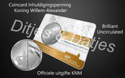 Inhuldigingspenning in coincard KNM troonwisseling, Postzegels en Munten, Penningen en Medailles, Overige materialen, Ophalen of Verzenden