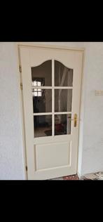 Houten binnendeur met glas, Doe-het-zelf en Verbouw, Deuren en Horren, Ophalen, Gebruikt, 80 tot 100 cm, Binnendeur