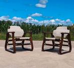 Vintage Deense design manou set 2 stoelen met tafeltje 1960s, Huis en Inrichting, Stoelen, Riet of Rotan, Twee, Ophalen of Verzenden