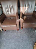 2 leren fauteuils, Ophalen, Gebruikt, 75 tot 100 cm, 50 tot 75 cm