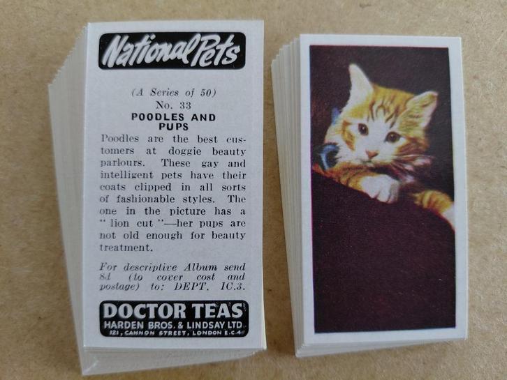 National Pets complete set 50 tea cards (huis)dieren 1961, Verzamelen, Overige Verzamelen, Ophalen