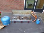 Camping 3 pits kookgasstel en 1 pits  , met gevulde gasfles, Caravans en Kamperen, Kampeeraccessoires, Ophalen of Verzenden, Gebruikt