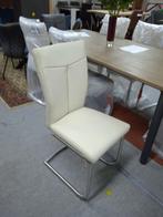 6 Nieuwe LEREN stoelen, off white catania leer met Rvs., Nieuw, Vijf, Zes of meer stoelen, Leer, Wit
