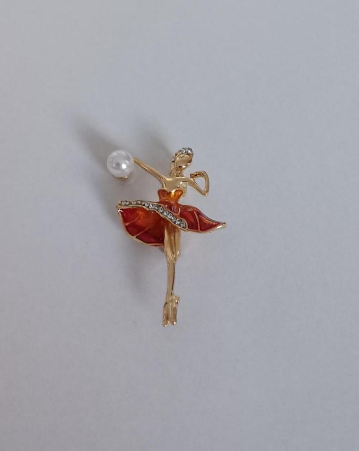 Balletmeisje broche, Sieraden, Tassen en Uiterlijk, Broches, Nieuw, Overige materialen, Overige kleuren, 4 tot 7 cm, Met strass
