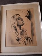 Een tekening van Maria naar een bidprentje, Antiek en Kunst, Kunst | Schilderijen | Klassiek, Ophalen of Verzenden