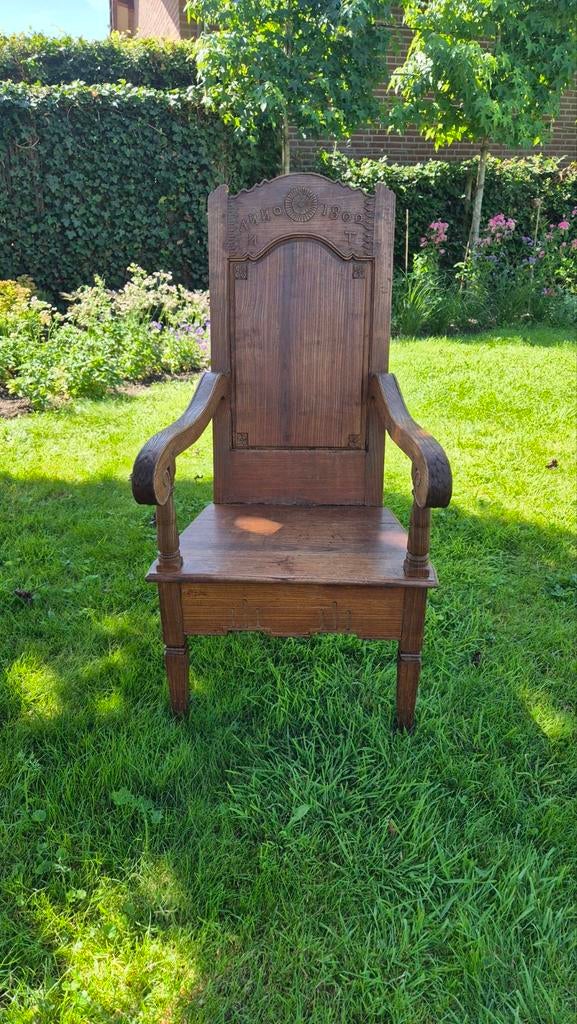 Antieke Eikenhouten Stoel Anno 1800, Antiek en Kunst, Ophalen of Verzenden