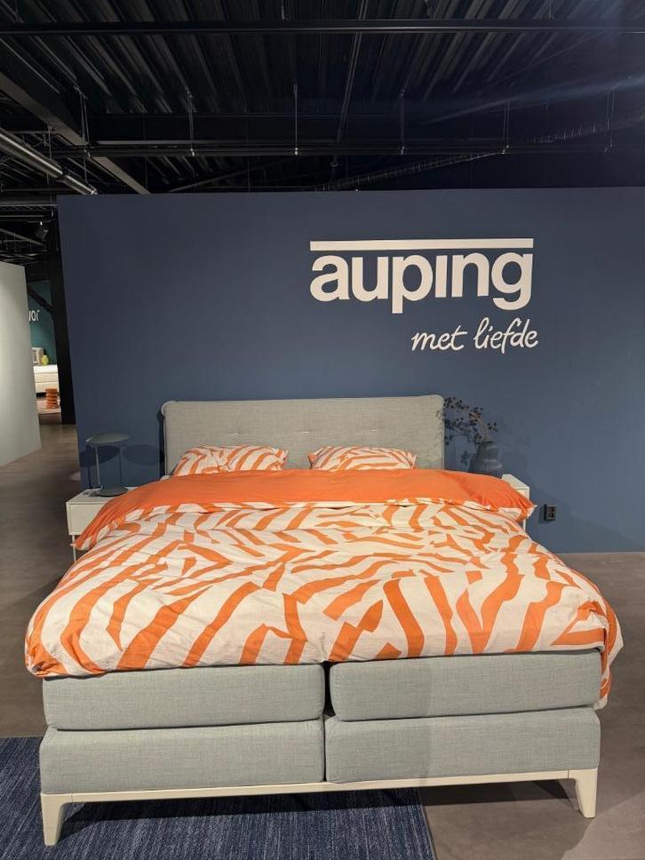 Grijze/Blauwe Auping Criade Boxspring 180 x 210 cm, Huis en Inrichting, Slaapkamer | Boxsprings, Gebruikt, 180 cm, 210 cm, Tweepersoons