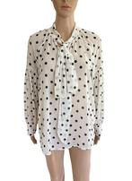HIGH TECH blouse top maat L wit zwart polkadot stippen, Kleding | Dames, Maat 42/44 (L), Ophalen of Verzenden, Wit, Zo goed als nieuw
