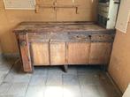 Oude Houten Werkbank Met Goed Werkende Bankschroef en Laden, Ophalen of Verzenden, Gebruikt, 170 cm of meer, Bankschroef