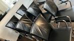 6x HVS zwarte stoelen van leer. Extra verstevigd ., Ophalen, Gebruikt, Zwart, Leer