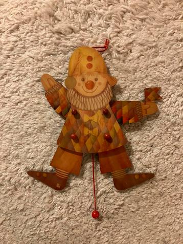 Vintage Selecta houten trekpop clown groot 32 cm beschikbaar voor biedingen