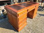 Klassieke Engelse schrijftafel, bureau, desk, met lederen in, Huis en Inrichting, Bureaus, Ophalen, Zo goed als nieuw
