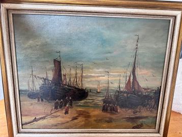 J. Ruighaver Schilderij -Klassiek Scheepstafereel in Topstaa beschikbaar voor biedingen