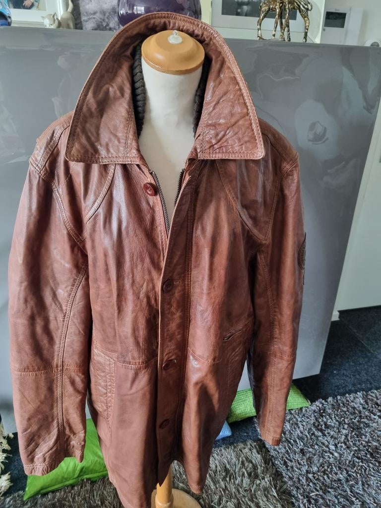 Camel Active leren jas, mt 52, bruin, goede gebruikte staat., Kleding | Heren, Jassen | Winter, Gedragen, Maat 52/54 (L), Bruin