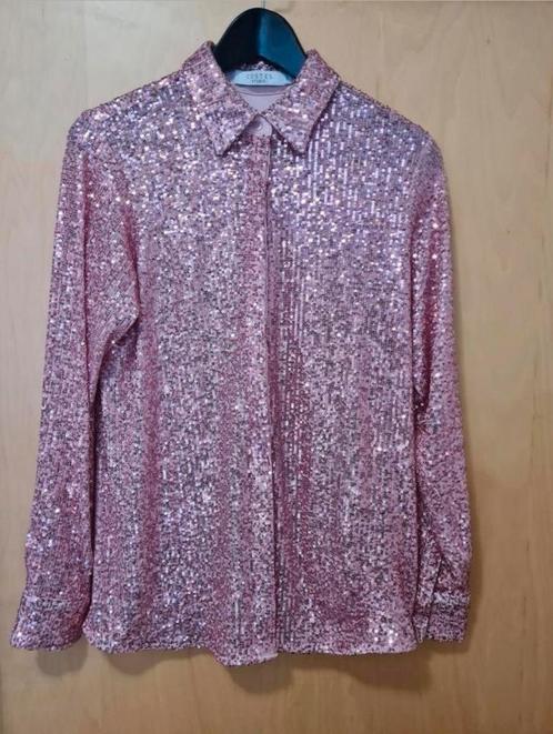 Costes roze blouse met pailletten en blinde afwerking, Kleding | Dames, Blouses en Tunieken, Zo goed als nieuw, Maat 38/40 (M)