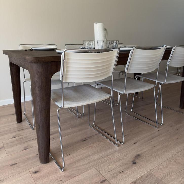 4x Spilimbergo Stoelen - Italiaans design uit de 70’s, Huis en Inrichting, Stoelen, Zo goed als nieuw, Kunststof, Metaal, Wit