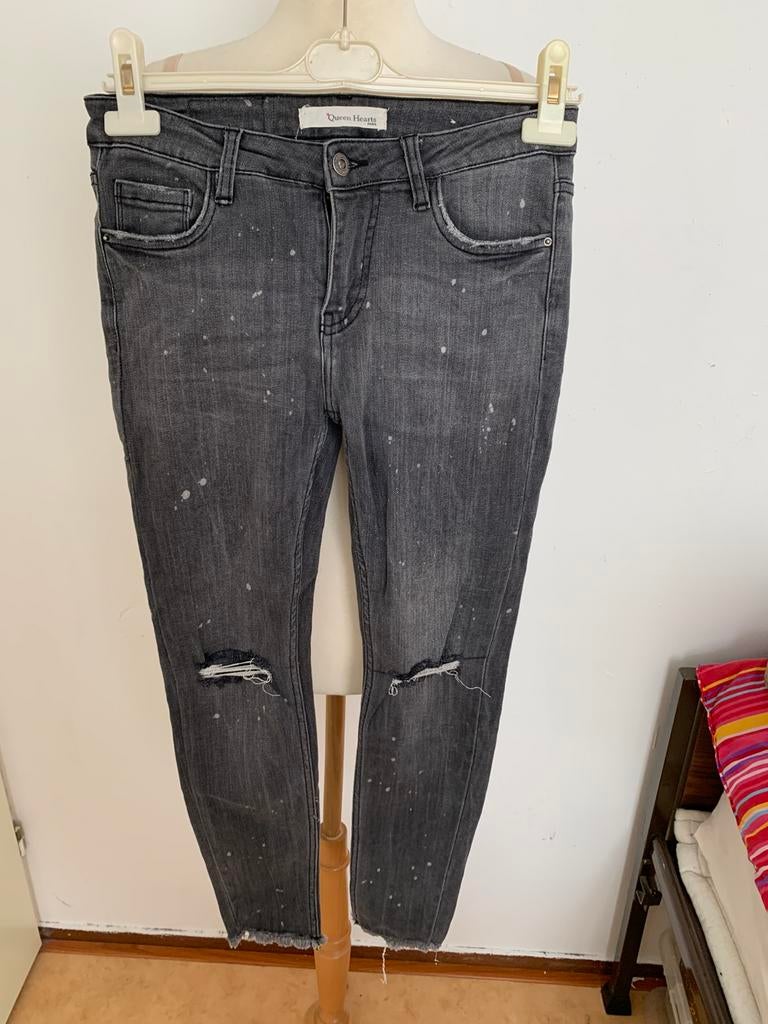 Queen Hearts skinny jeans maat M voor 5 euro, Ophalen of Verzenden, Zo goed als nieuw, Blauw, W28 - W29 (confectie 36)