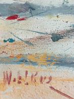 Schilderij jaren 60 stadsgezicht met mensen, Antiek en Kunst, Kunst | Schilderijen | Klassiek, Ophalen of Verzenden