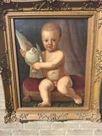 Schilderij Kind met Duif, School van Bologna Domenico Santi, Antiek en Kunst, Ophalen of Verzenden