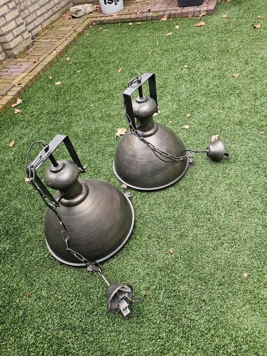 Hanglampen industrieel, Huis en Inrichting, Lampen | Hanglampen, Gebruikt, Minder dan 50 cm, Metaal, Ophalen
