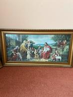 Oude religieuze prent in gouden lijst, Antiek en Kunst, Kunst | Schilderijen | Klassiek, Ophalen of Verzenden
