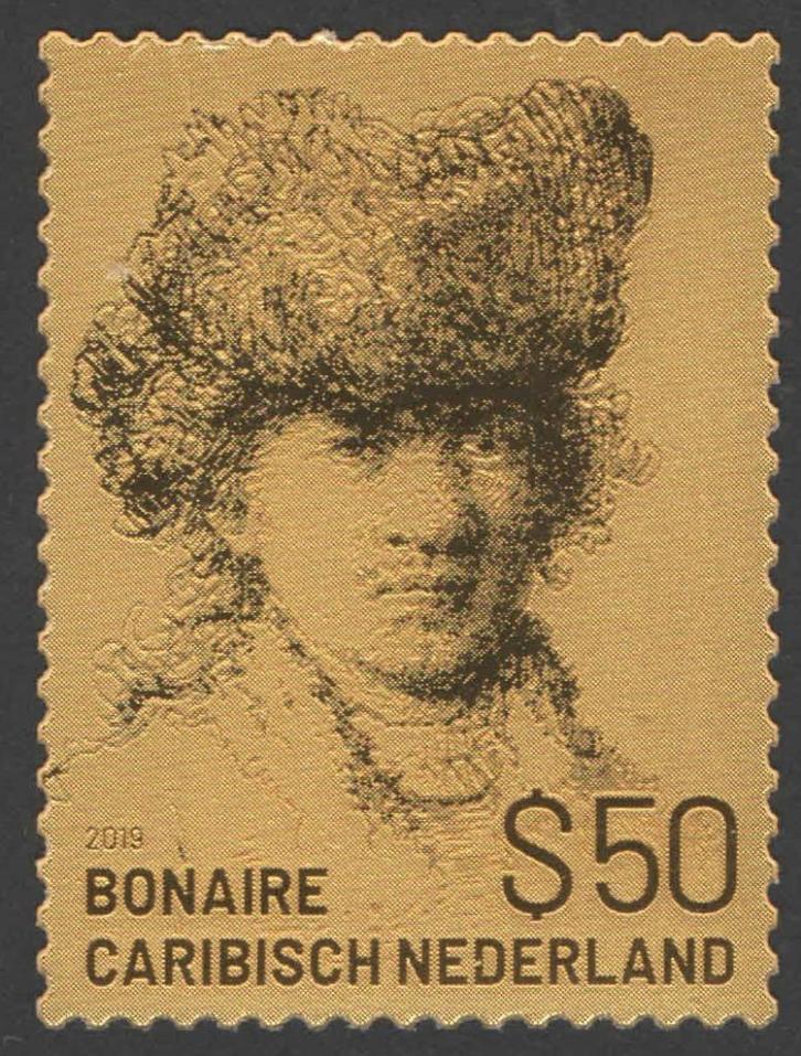 Caribisch Nederland 184 postfris Rembrandt in goud 2019, Postzegels en Munten, Postzegels | Nederlandse Antillen en Aruba, Postfris