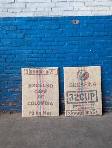 Set 2x canvas lijst/ jute koffiezak/ coffeebar beschikbaar voor biedingen