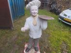 Groot kokbeeld / pizzabakker – steebeeld – 1.30 m hoog, Tuin en Terras, Tuinbeelden, Ophalen of Verzenden, Gebruikt, Kunststof