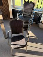 6x Vergader, kantoor, eettafel stoelen, stapelbaar, Ophalen, Gebruikt, Zwart, Metaal
