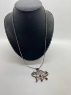 B212 Prachtige vintage zilveren ketting bloedkoraal, Ophalen of Verzenden, Zilver, Ketting, Met edelsteen