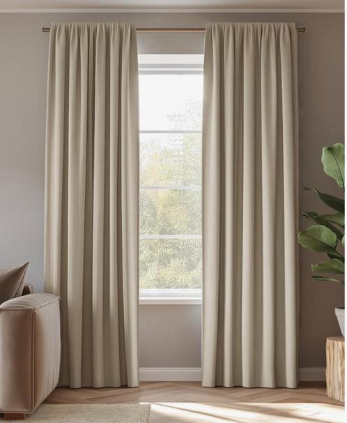 Prachtige elegante gordijn 140 x 270 zand/tarwe, Huis en Inrichting, Stoffering | Gordijnen en Lamellen, Nieuw, 200 cm of meer
