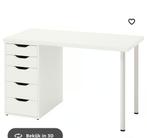 * WIT BUREAU MET LADEKAST MALM/ALEX*, Ophalen, Zo goed als nieuw, Bureau