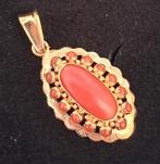 14 K Gouden Hanger met Bloedkoralen steen. ADV. no.5 Aa., Sieraden, Tassen en Uiterlijk, Antieke sieraden, Verzenden, Overige materialen