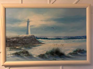 Handgeschilderd kustlandschap - 68x98cm beschikbaar voor biedingen