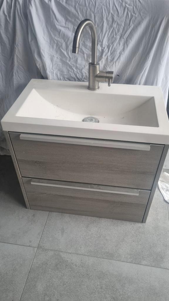 Badkamerkast met wastafel en spiegel, Huis en Inrichting, Badkamer | Badkamermeubels, Gebruikt, Wastafelkast, Minder dan 100 cm