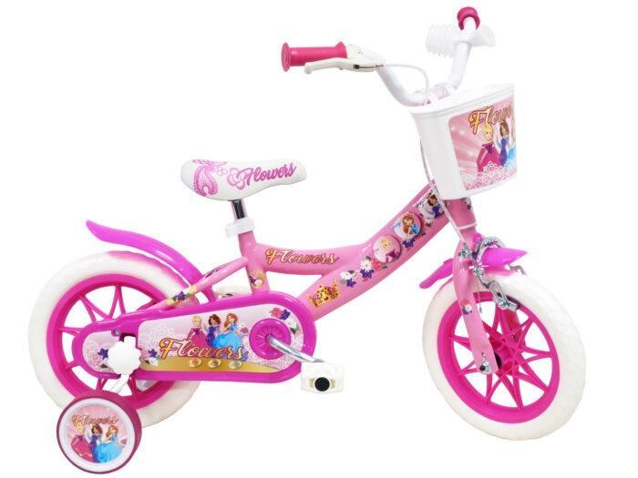 Flowers 12 inch kinderfiets roze TK, Fietsen en Brommers, Fietsen | Kinderfietsjes, Nieuw, Minder dan 16 inch, Zijwieltjes, Ophalen