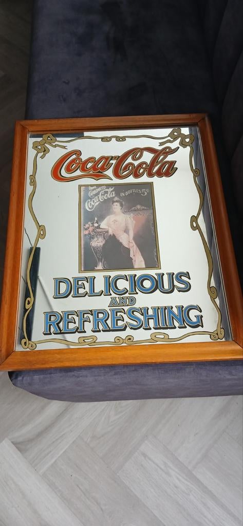 Orginele reclame coca cola spiegel vinted, Antiek en Kunst, Antiek | Spiegels, Ophalen, Rechthoekig, Minder dan 50 cm