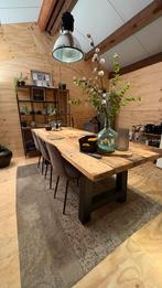 Grote spoorbielzentafel - 250cm lang, Huis en Inrichting, Tafels | Eettafels, Landerlijk klassiek, Gebruikt, 200 cm of meer, Vijf personen of meer