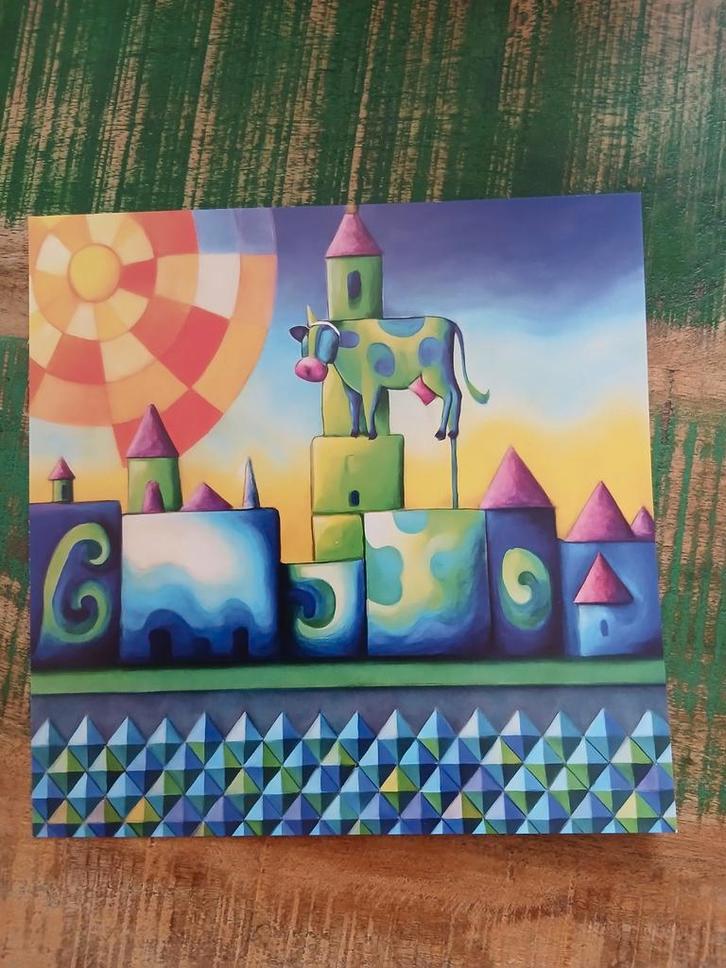 Kamper Koe in de Toren - Abstracte Kunst, Antiek en Kunst, Kunst | Tekeningen en Foto's, Ophalen of Verzenden