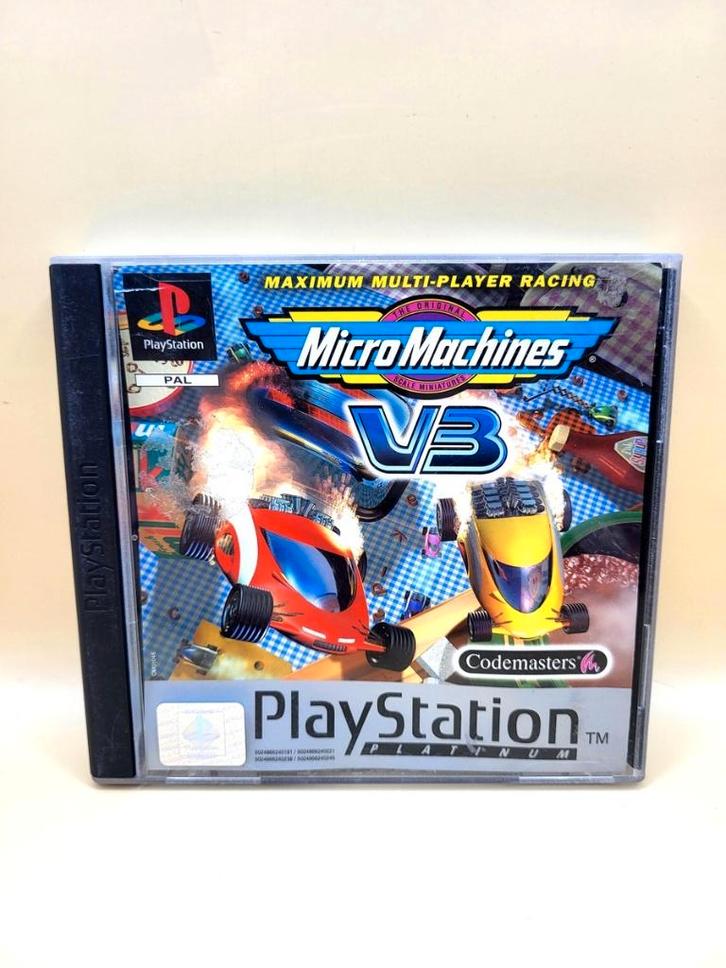 Micro Machines V3 Platinum (Geen Boekje) - PS1, Spelcomputers en Games, Games | Sony PlayStation 1, Zo goed als nieuw, Racen en Vliegen
