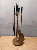 Antiek Messing Haardstel met Ebbenhouten Grepen, Antiek en Kunst, Ophalen of Verzenden