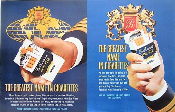 18 vintage advertenties Rothmans sigaretten 1961-84 sigaret, Verzamelen, Rookartikelen, Aanstekers en Luciferdoosjes, Gebruikt