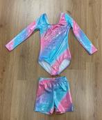 Nieuw blauw/roze turnsetje maat 116, Ophalen of Verzenden, Zo goed als nieuw, Roze, Kleiner dan kindermaat 122