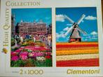 Puzzels 2 x 1000 'Hollandse molen' en 'Brussel, Ophalen of Verzenden, 500 t/m 1500 stukjes, Legpuzzel, Zo goed als nieuw
