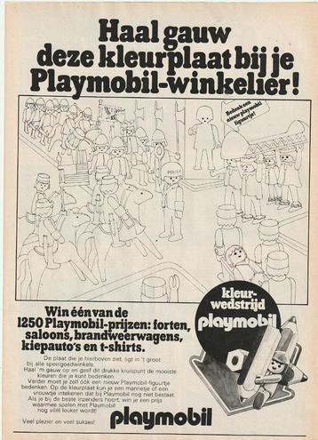 retro reclame 1977 Playmobil haal gauw de kleurplaat beschikbaar voor biedingen