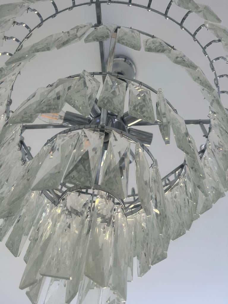 Plafondlamp met kristallen voor salon - zo goed als nieuw, Ophalen of Verzenden, Zo goed als nieuw, Glas