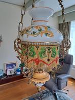 Antieke Hanglamp met Kralen en Handgeschilderd Glas, Antiek en Kunst, Antiek | Lampen, Ophalen